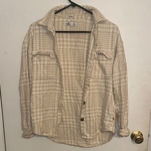 Hollister Women’s Light Tan Checkered Shacket